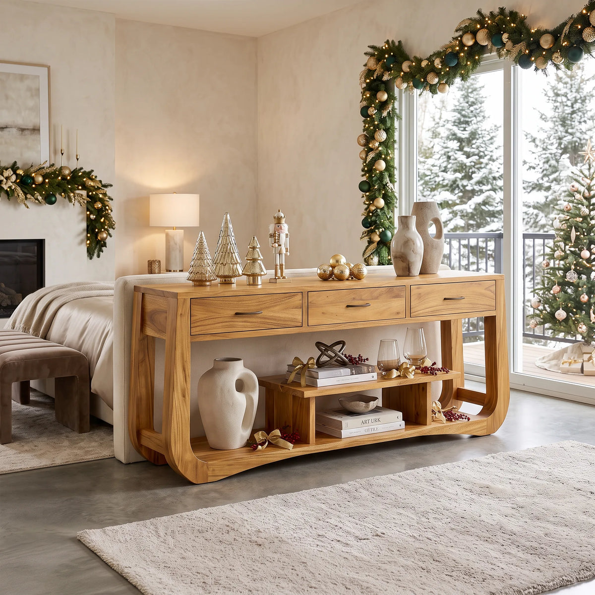 Farmhouse Christmas Behind Couch Table Modern Bedroom