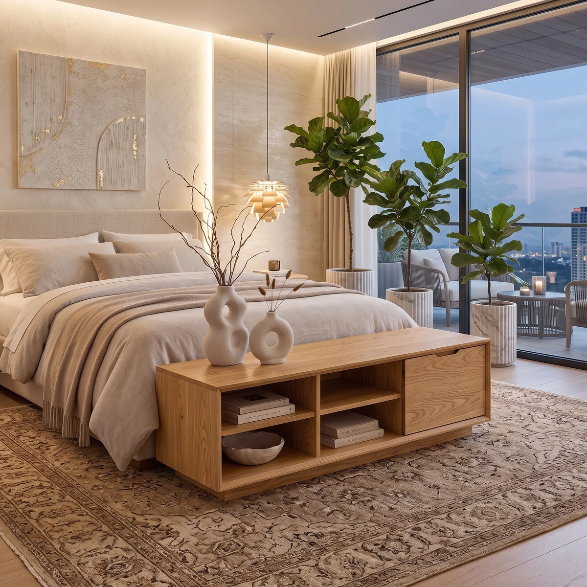 Minimalist Bedroom Storage Bench Shelves For Modern Interior