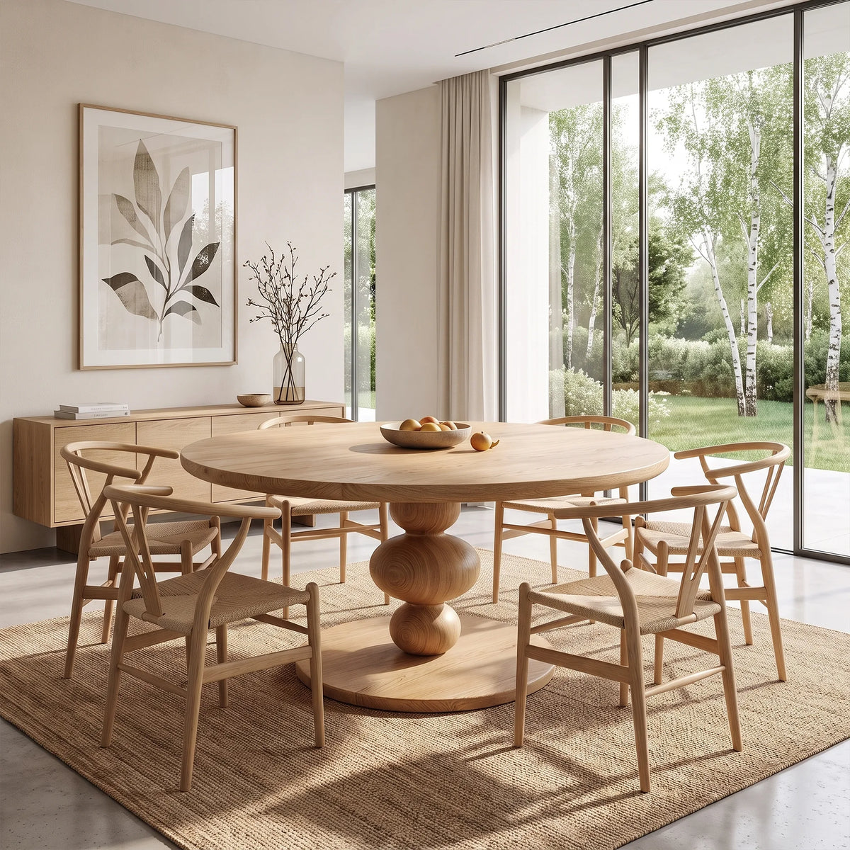 Elegant Round Dining Table Modern Dining Table Stacked Pedestal For Dining Room