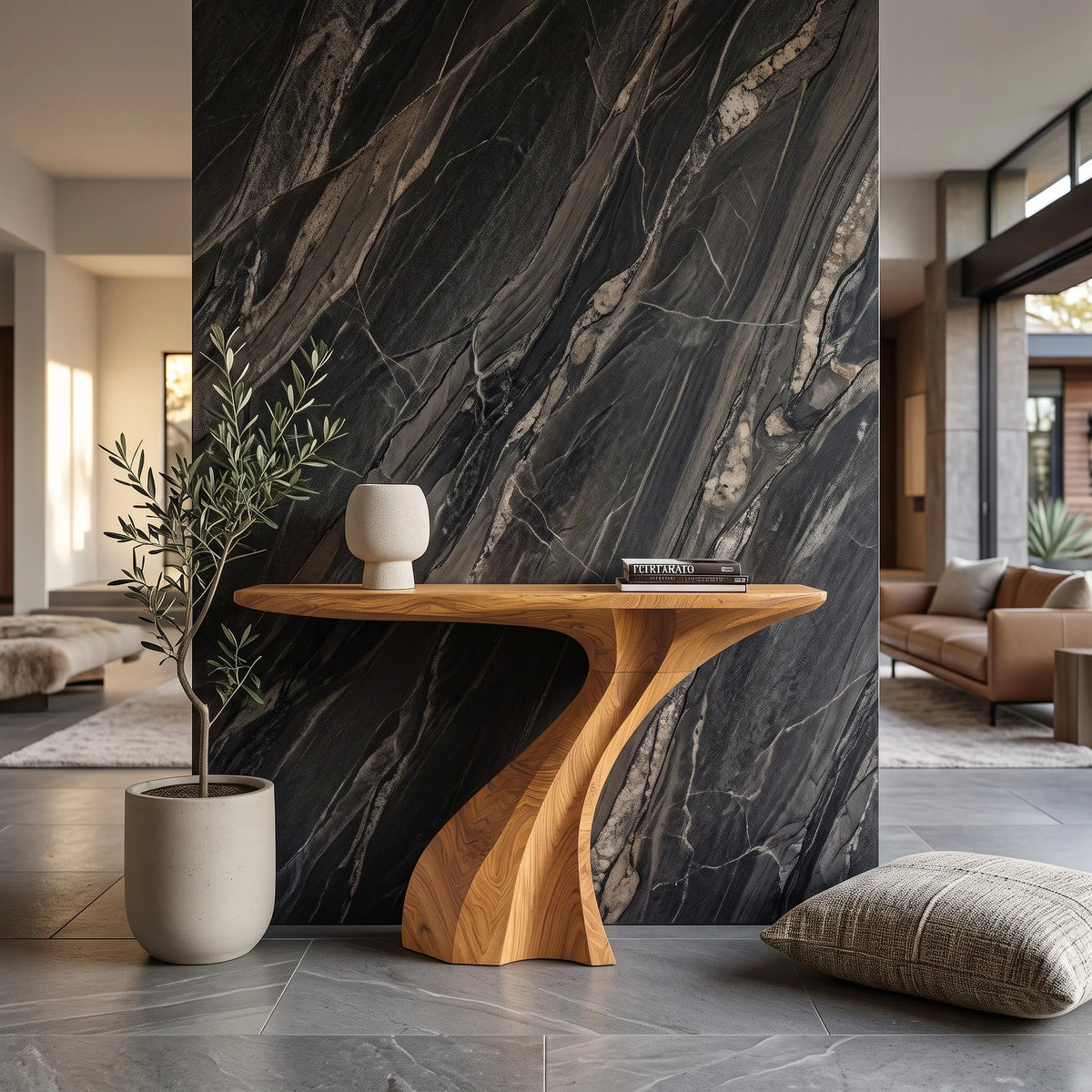 Modern Sculptural Pedestal Console Table For Hallway