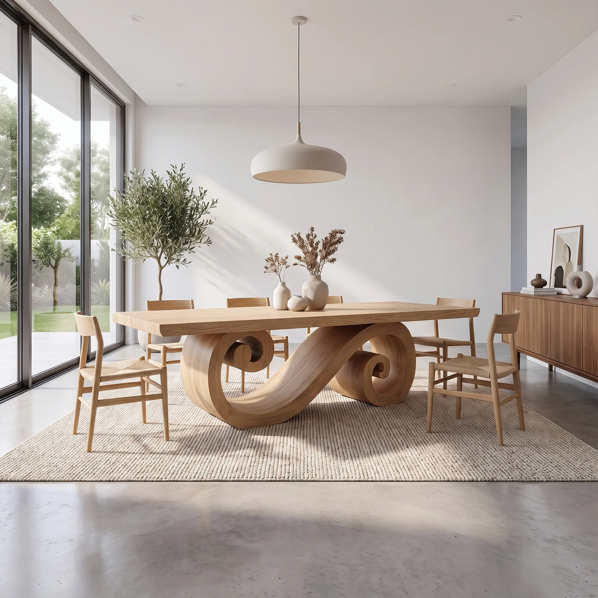Flowing Dining Table Rectangle Dining Room Table Scroll Base For Dining Room