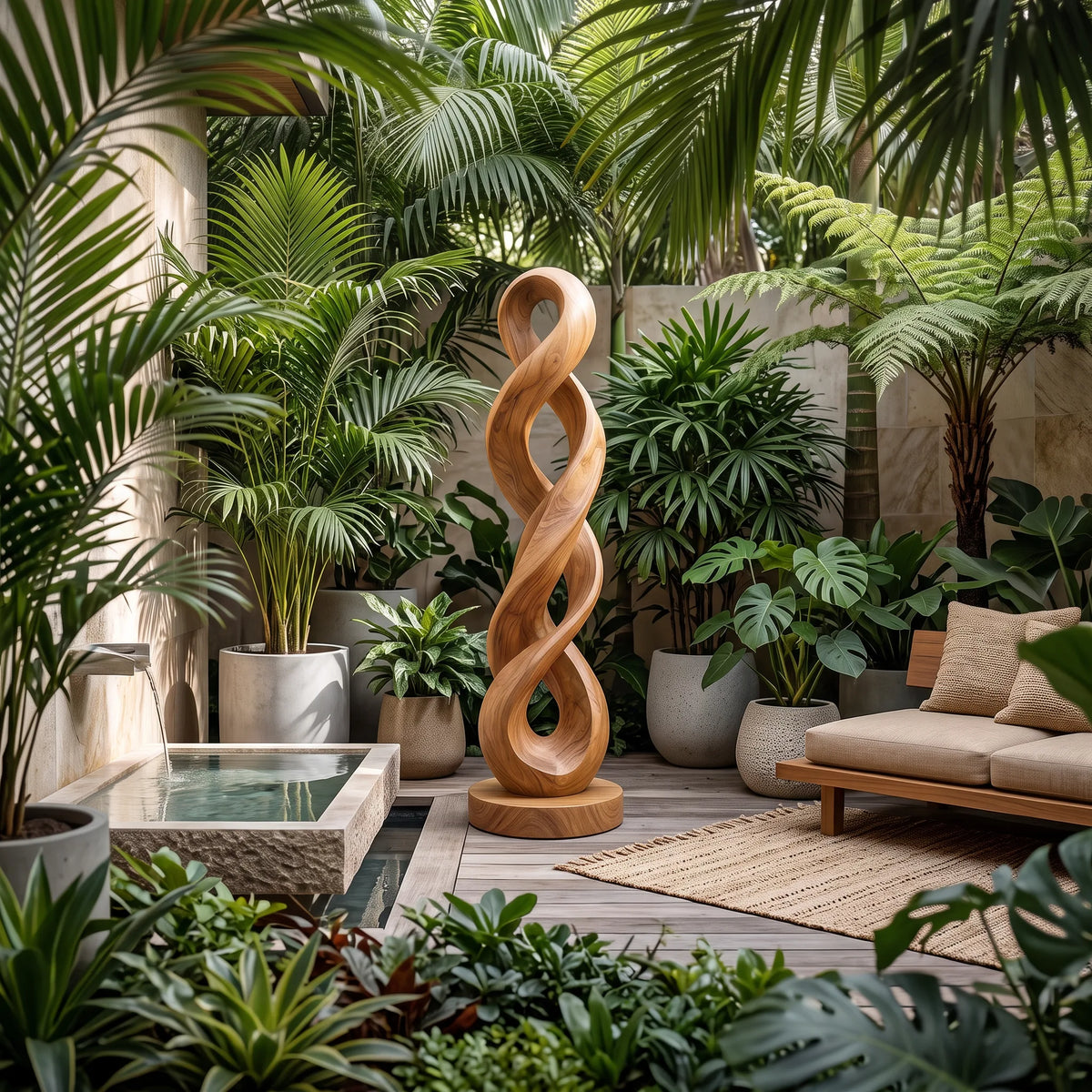 Handcrafted Infinity Wood Sculpture For Luxury Living Room Decor