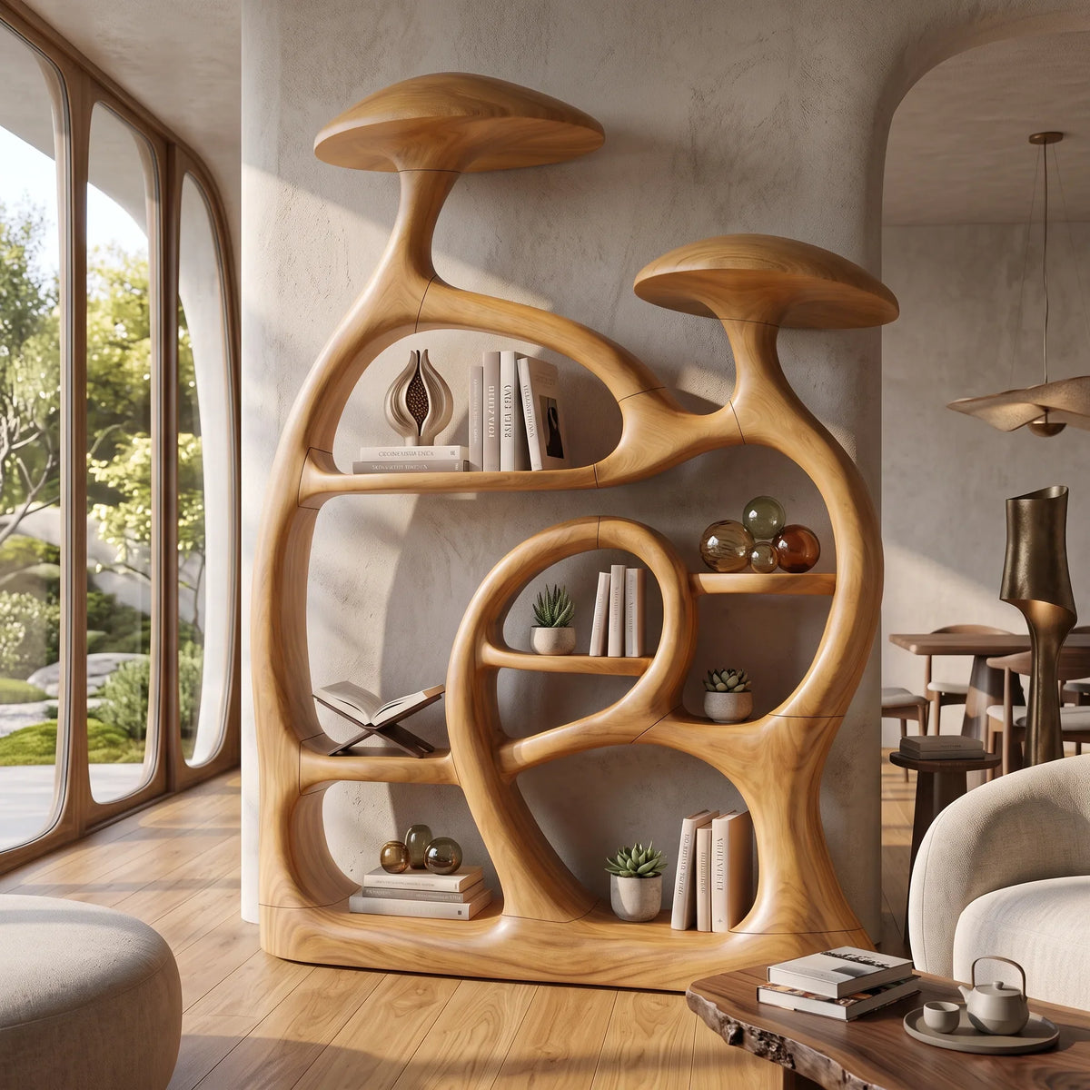 Minimalist Freestanding Mushroom Bookshelf Modern Home Office