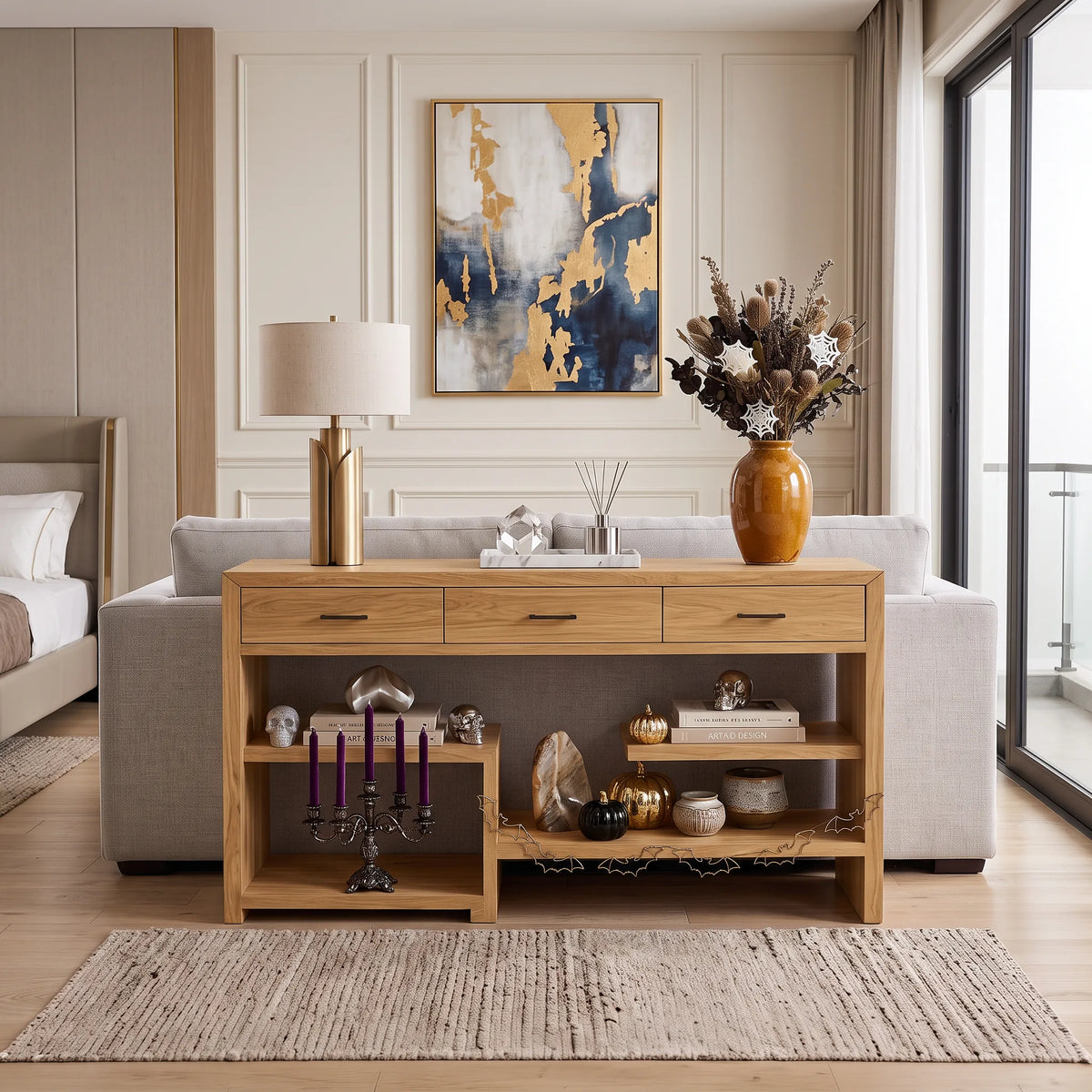 Mid Century Pumpkin Console Table Modern Bedroom