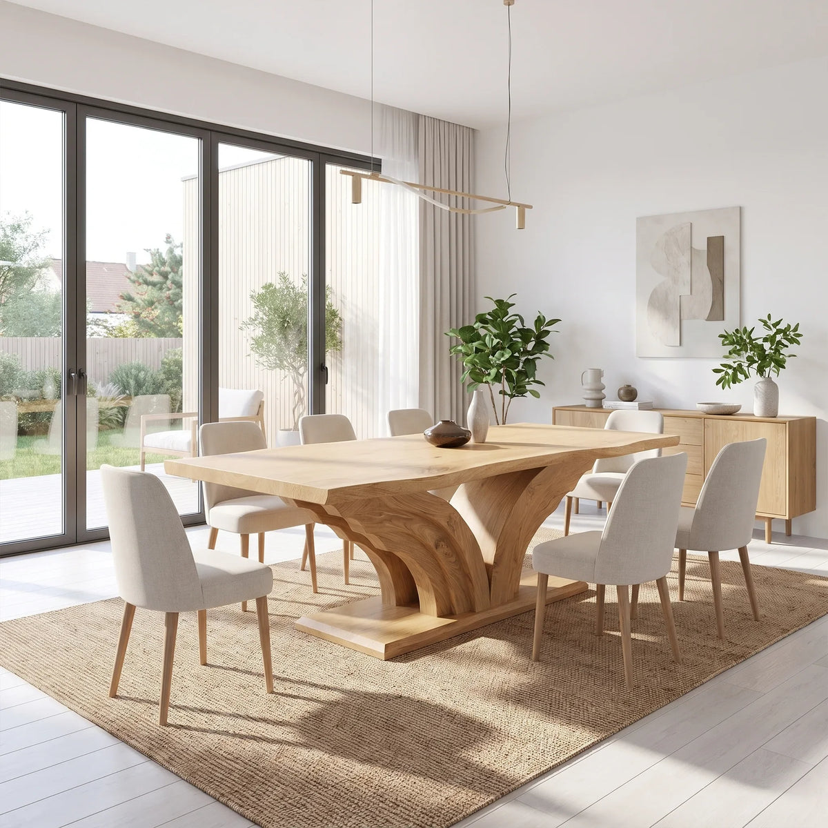 Refined Dining Table Rectangle Dining Table Wooden Dining Table Loop Base For Dining Room