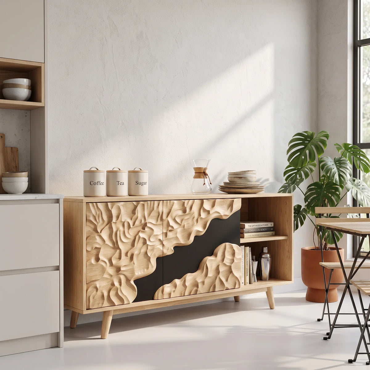 Organic Carved Buffet Cabinet Living Room