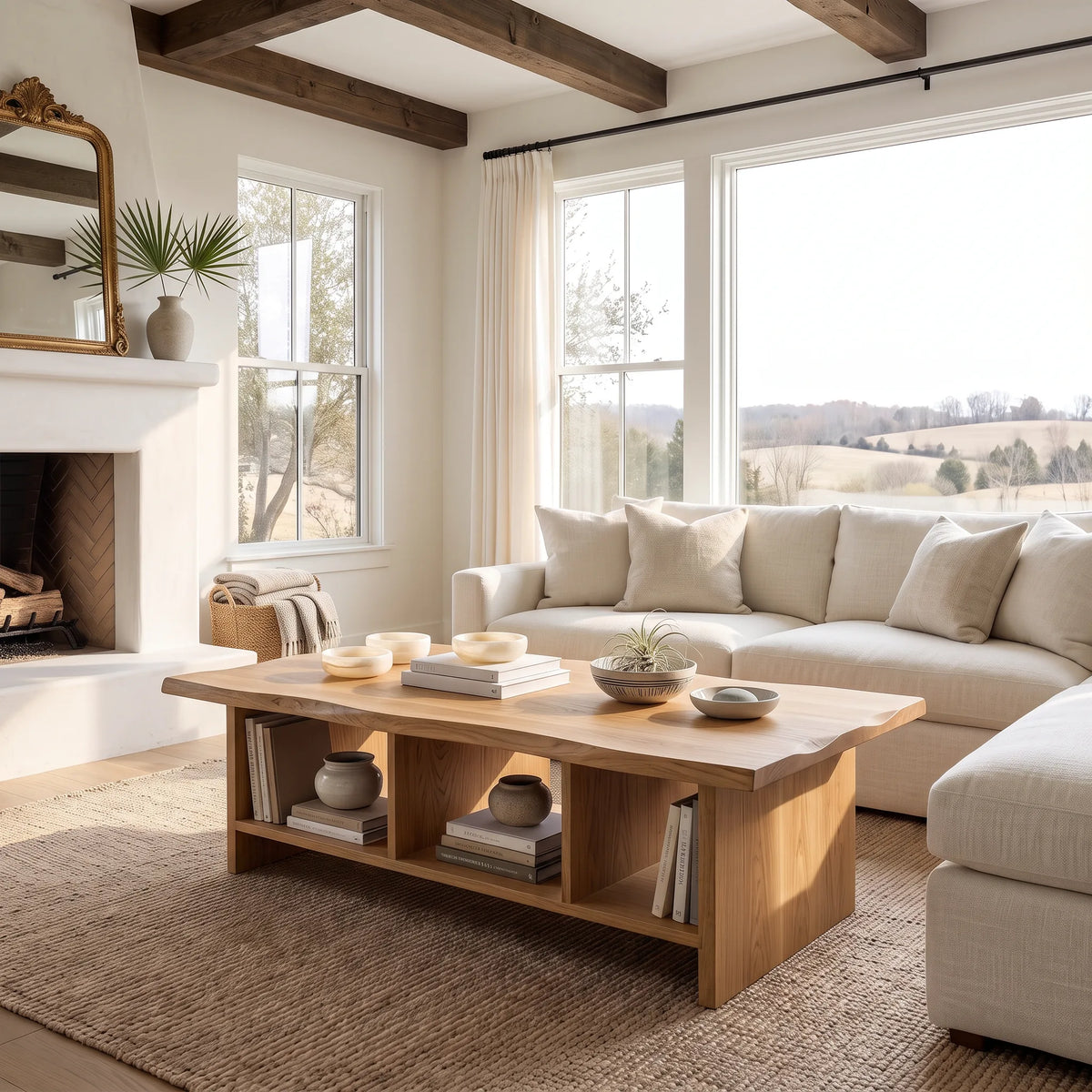 Farmhouse Live Edge Coffee Table Country Living Room