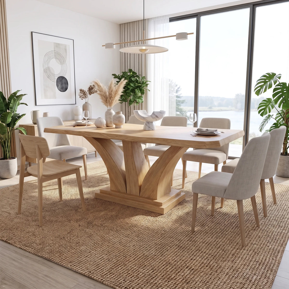 Urban Dining Table Rectangle Dining Room Table Sculptural Pedestal For Apartment Dining Room