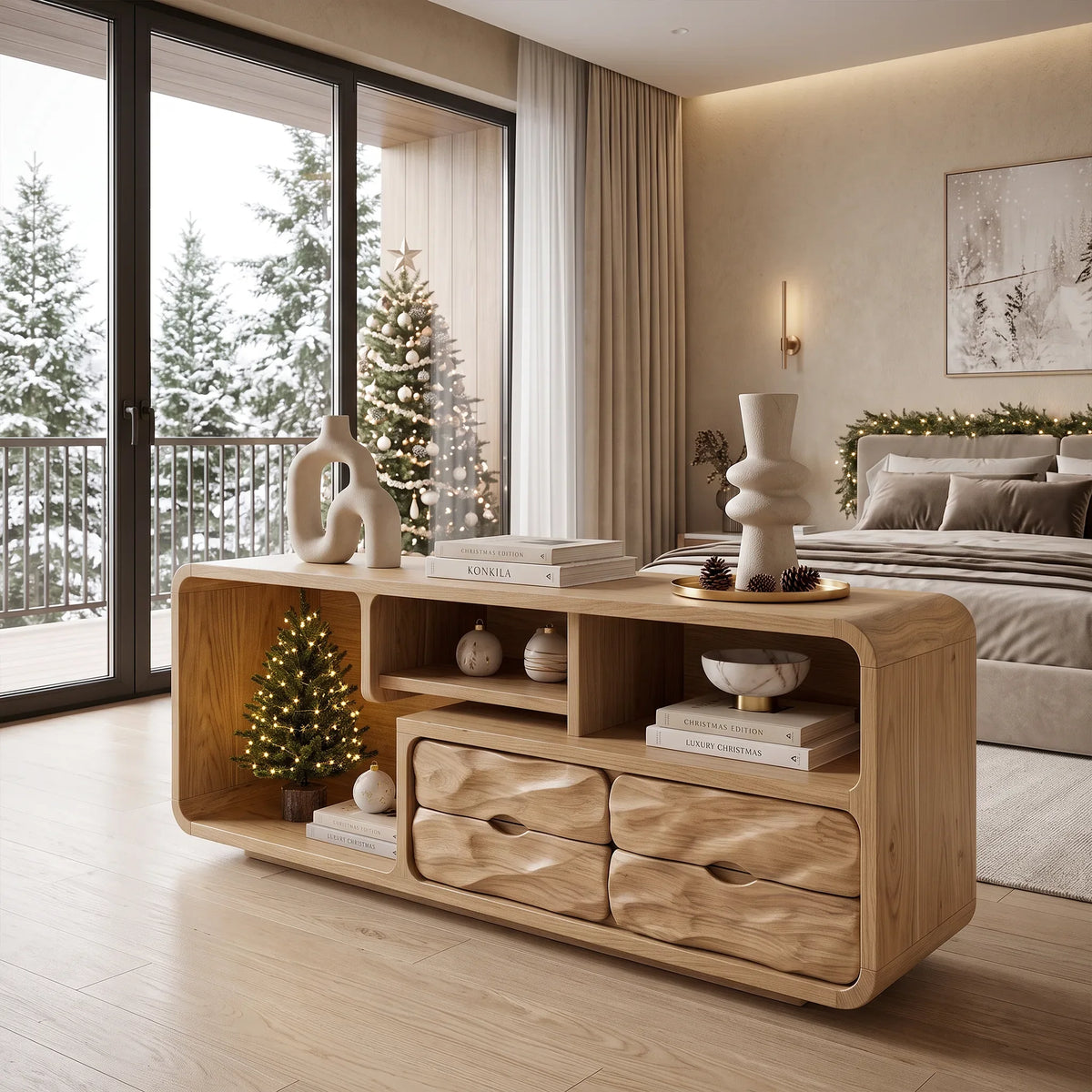 Farmhouse Reindeer Behind Couch Table Living Room