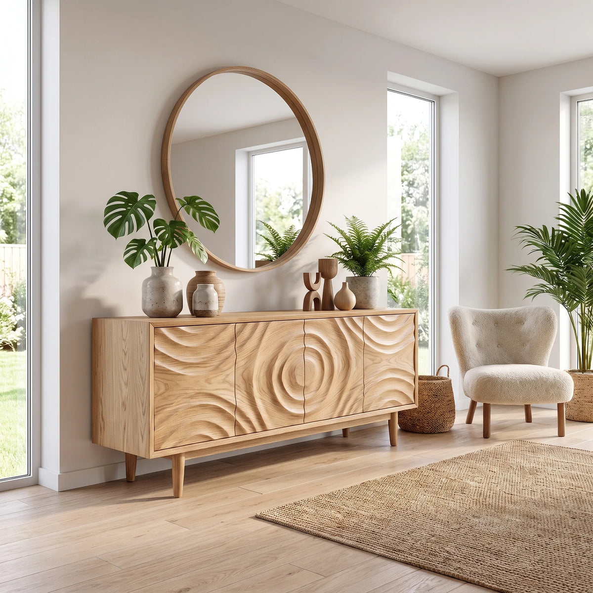 Warm Sideboard Dining Room Sideboard Cabinet Buffet Cabinet Circular Relief Doors For Dining Room
