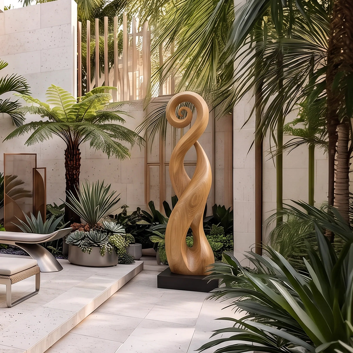 Modern Organic Twisted Wood Sculpture For Luxury Entryway Decor