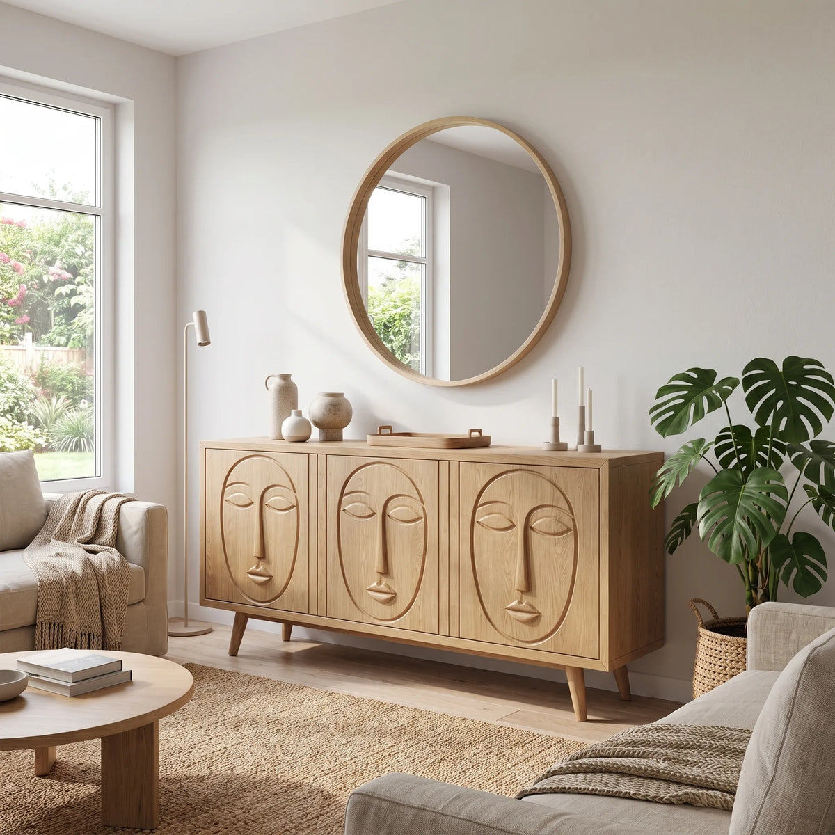 Artistic Sideboard Cabinet Dining Room Sideboard Modern Sideboard Face Carving For Living Room