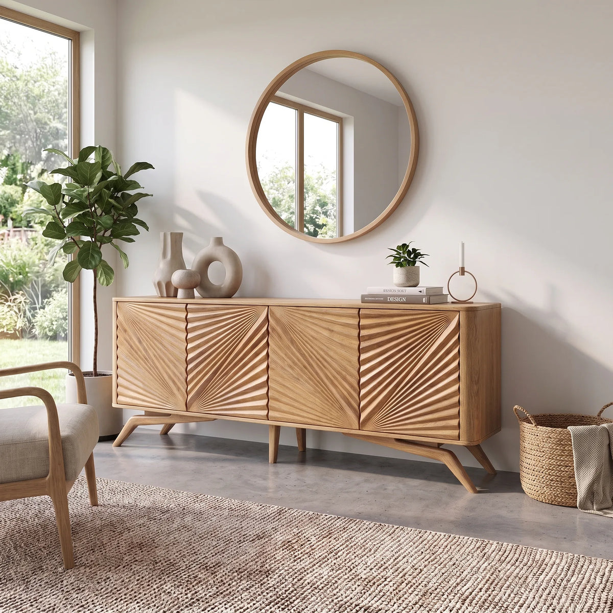 Elegant Sideboard Cabinet Dining Sideboard Buffet Cabinet Radiating Carved Doors For Dining Room