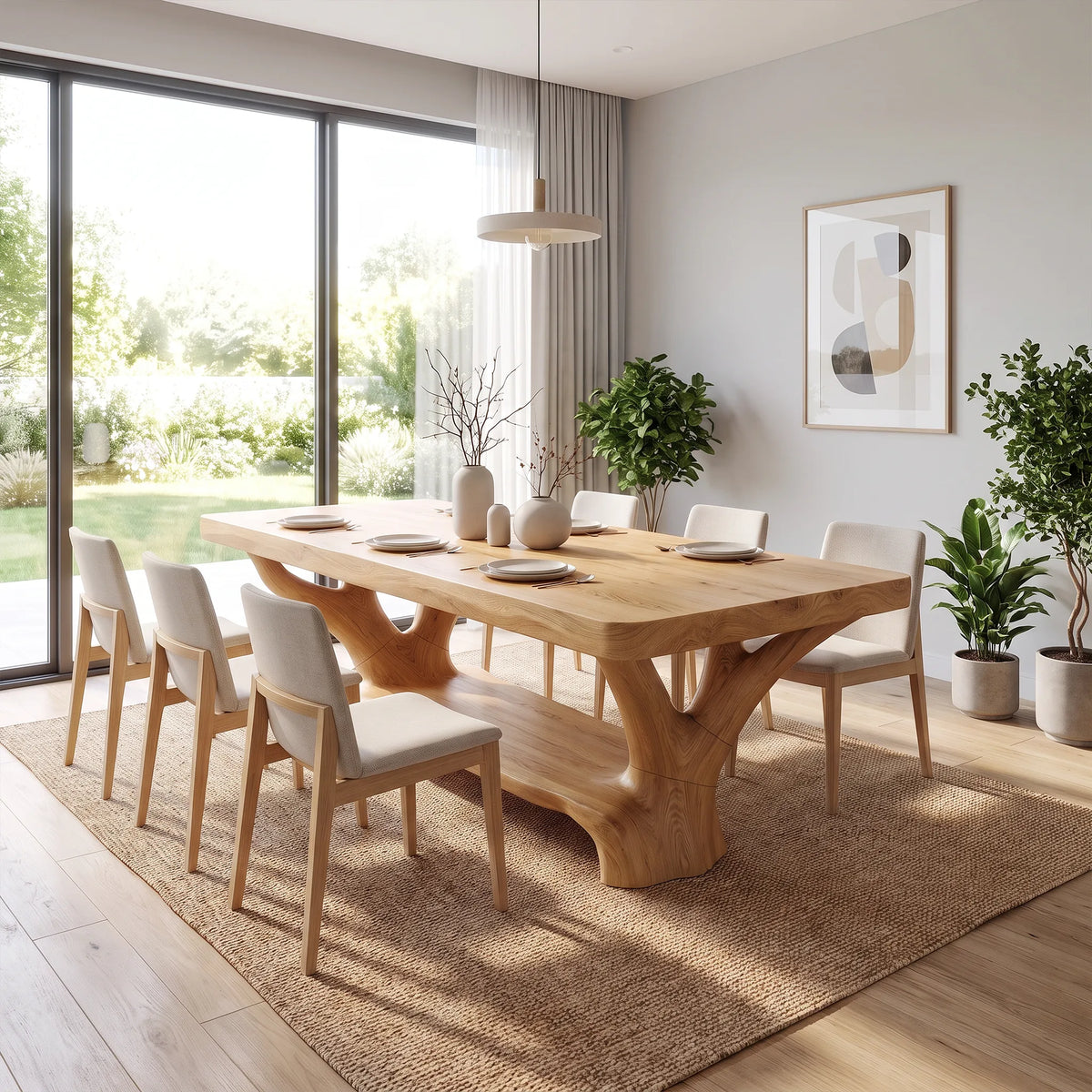 Artistic Dining Table Rectangle Wood Dining Room Table Curved Base For Dining Room