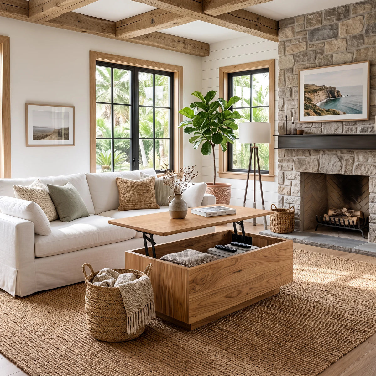 Farmhouse Lift Top Coffee Table Family Living Room