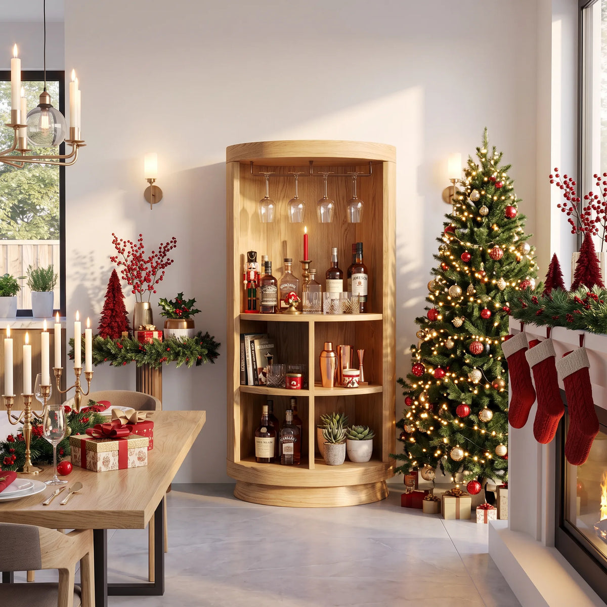 Mid Century Christmas Liquor Cabinet Living Room