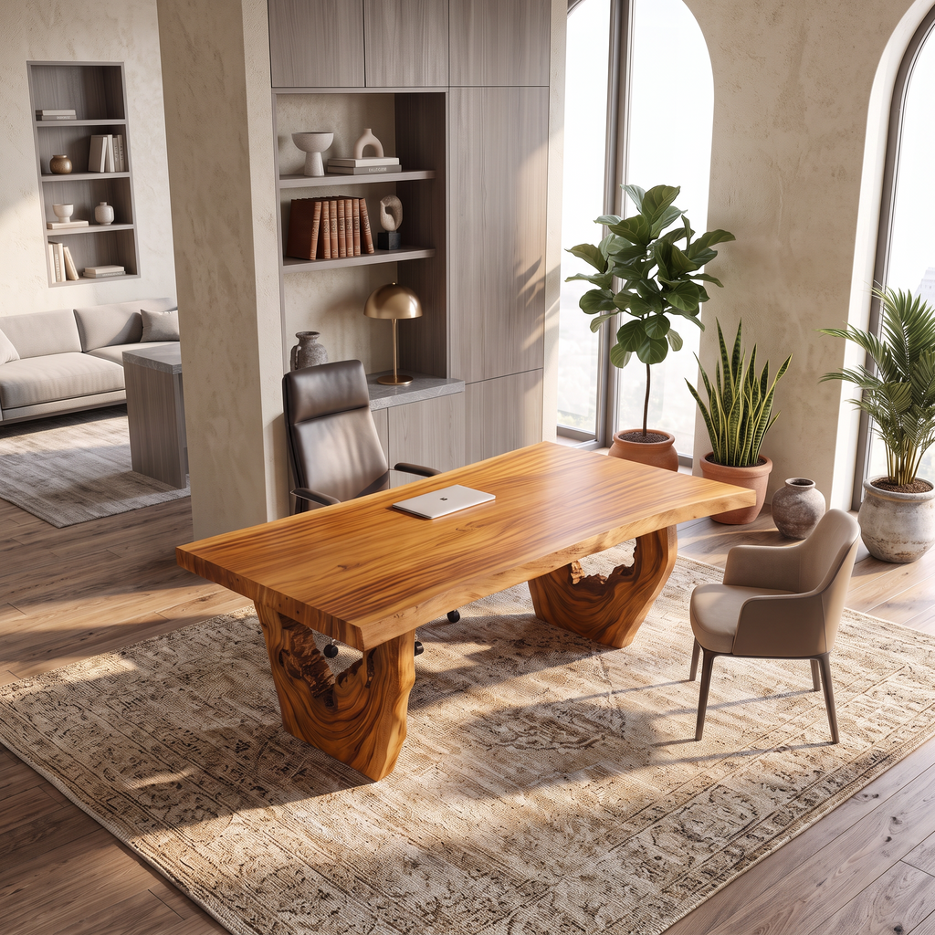 Organic Executive Desk With Flowing Curved Legs For Workspace