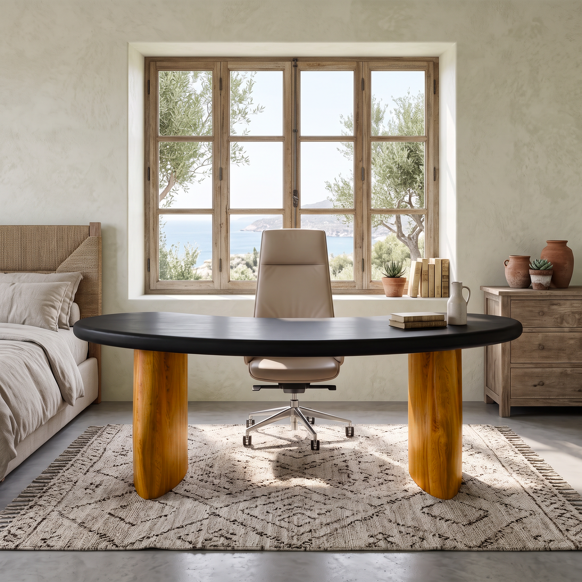 Minimalist Desk With Rounded Base For Home Office
