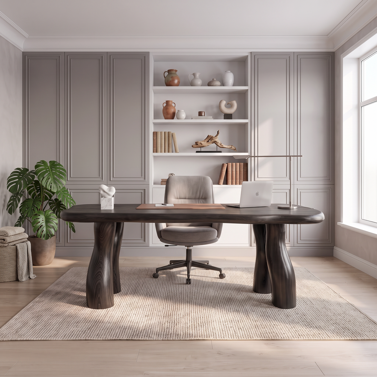 Modern Halloween Office Desk With Interconnected Curved Legs For Home Office