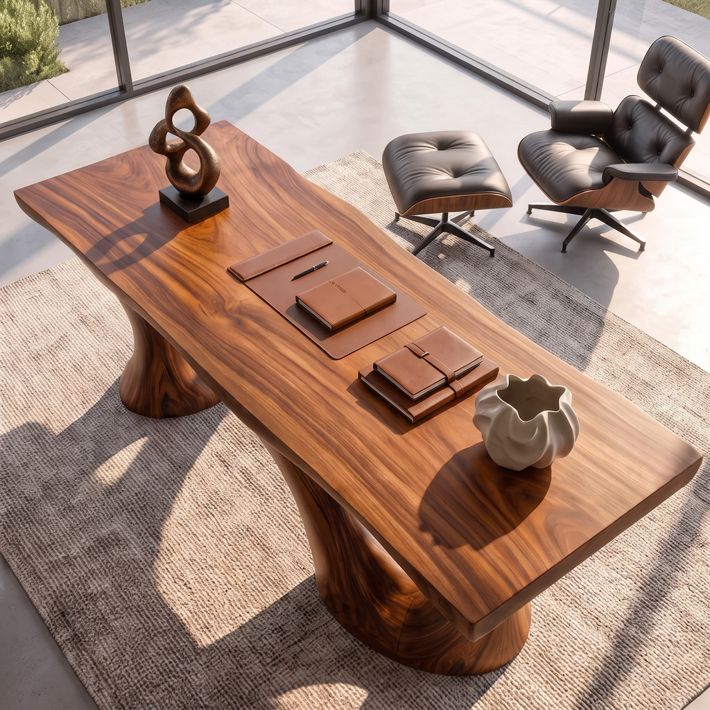 Transitional Halloween Desk With Statement Curved Base For Home Office