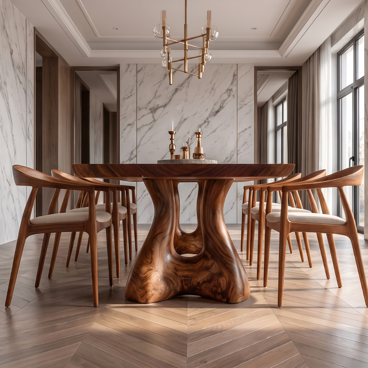 Organic Dining Table With Freeform Edge And Nature Inspired Frame For Dining Room