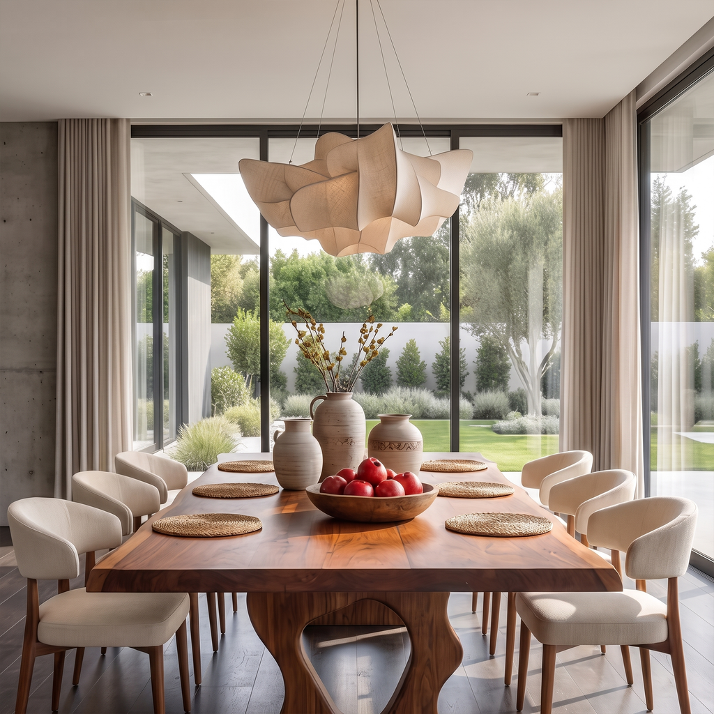 Mid Century Dining Table With Bold Curved Base For Dining Room
