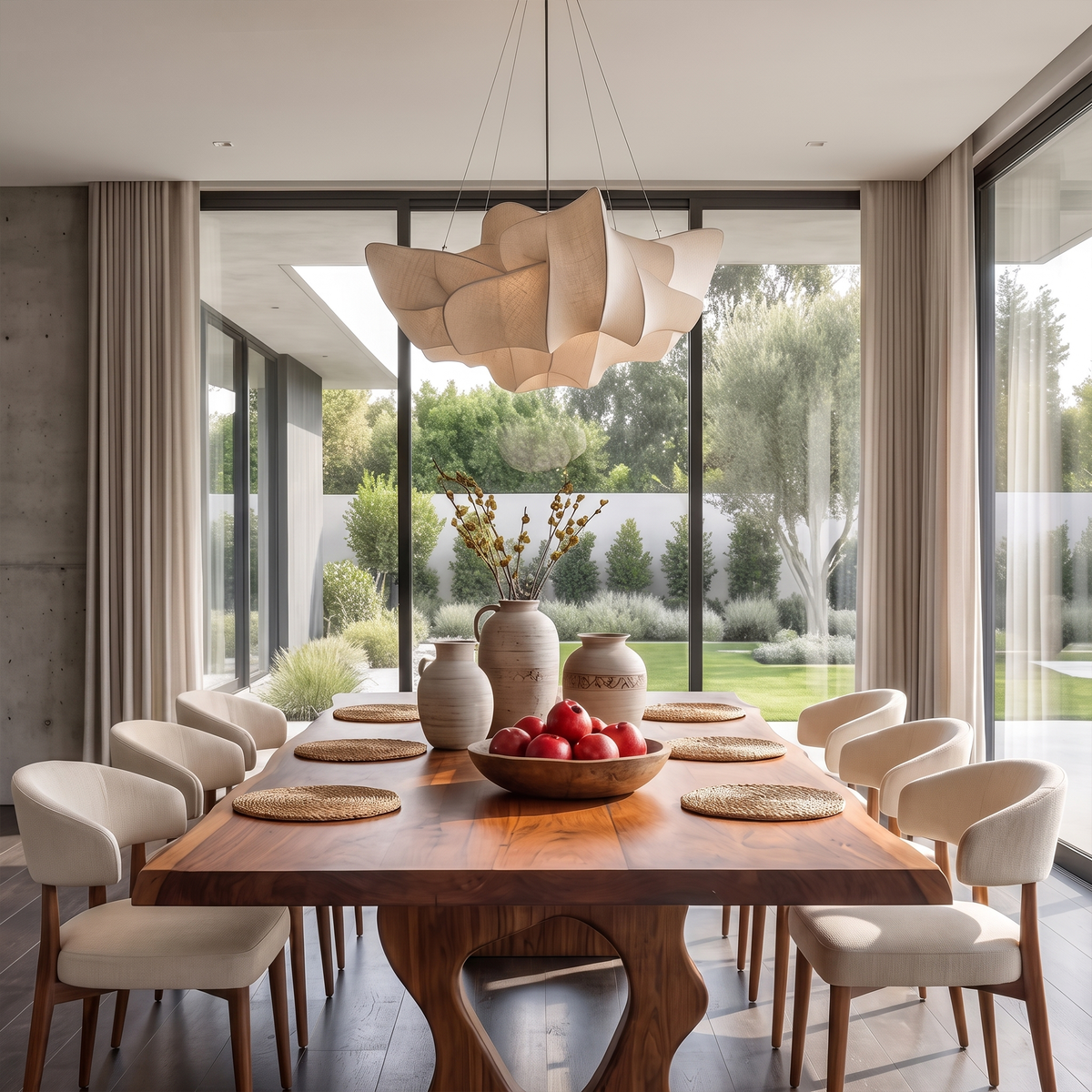 Mid Century Dining Table With Bold Curved Base For Dining Room