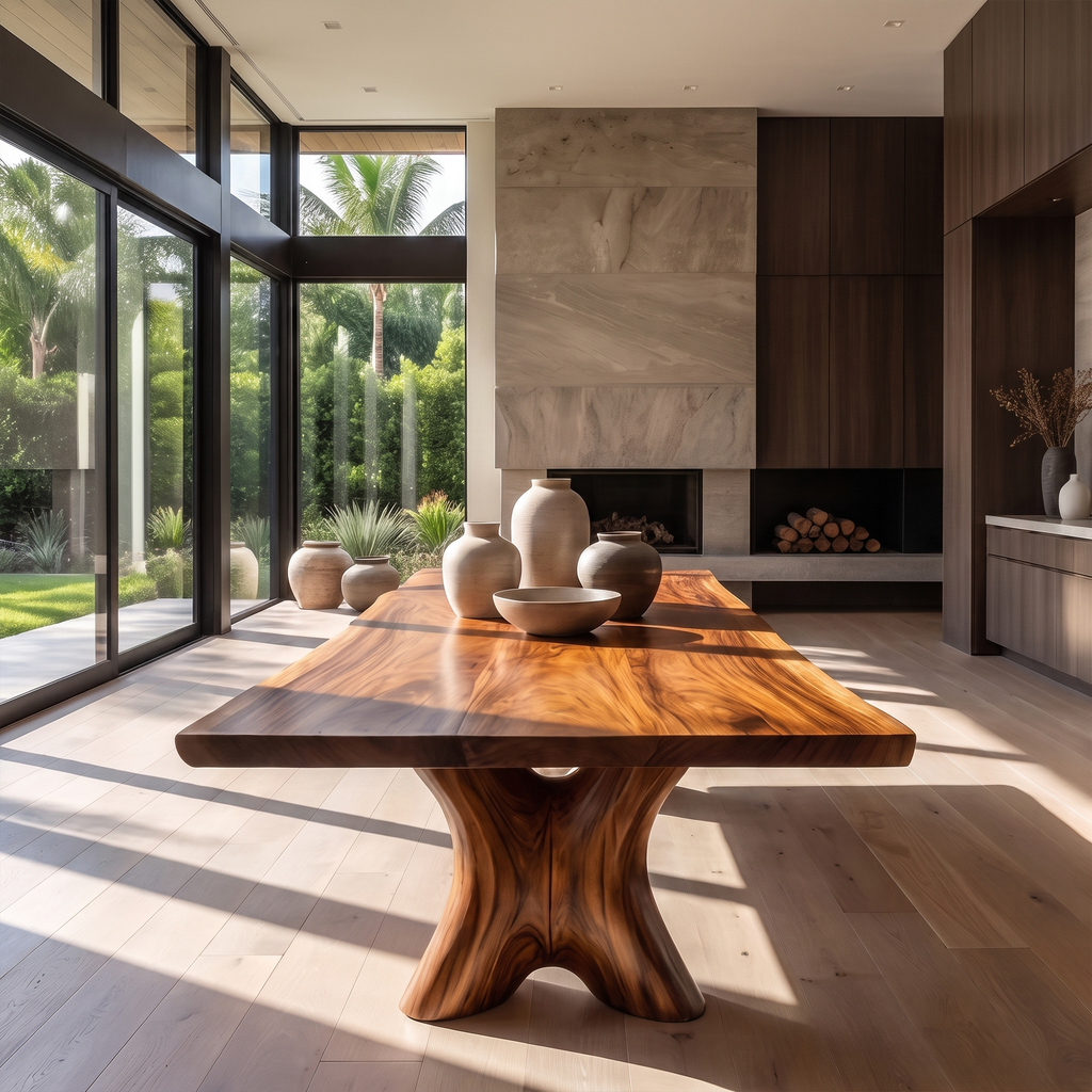 Organic Dining Table With Sculptural Root Form Base For Dining Room