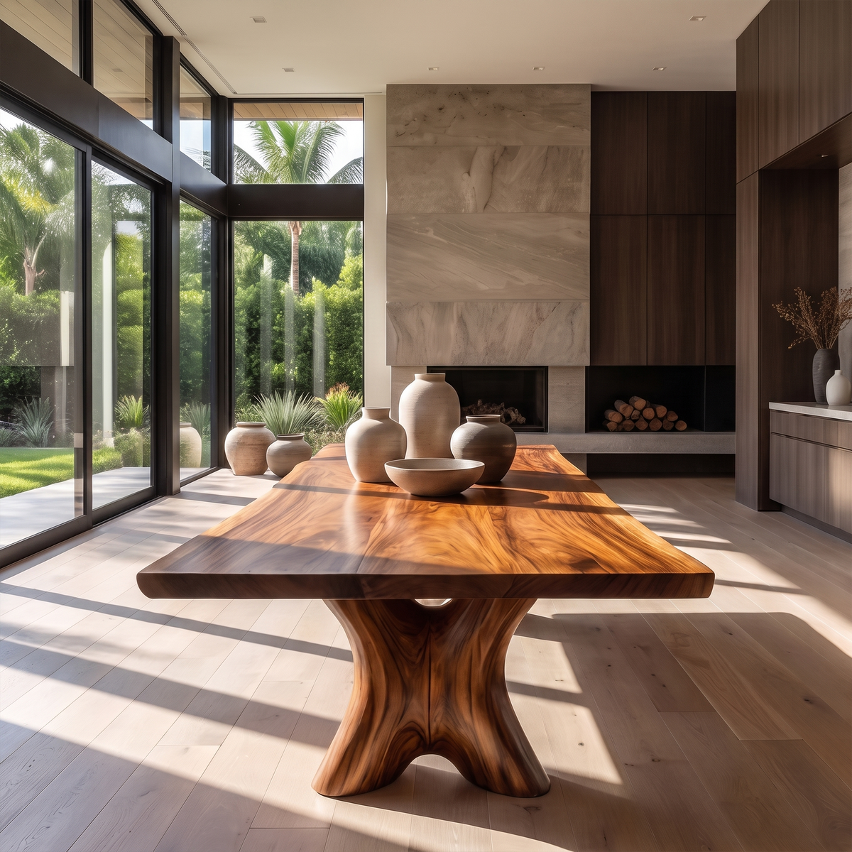 Organic Dining Table With Sculptural Root Form Base For Dining Room