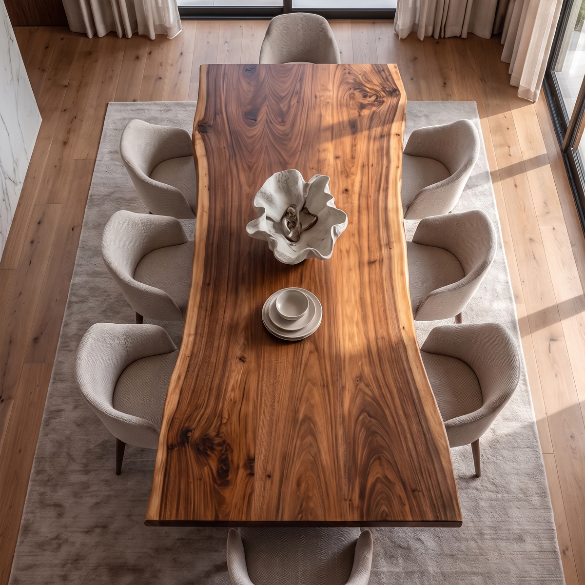 Natural Dining Table With Sculpted Root Inspired Legs For Dining Room
