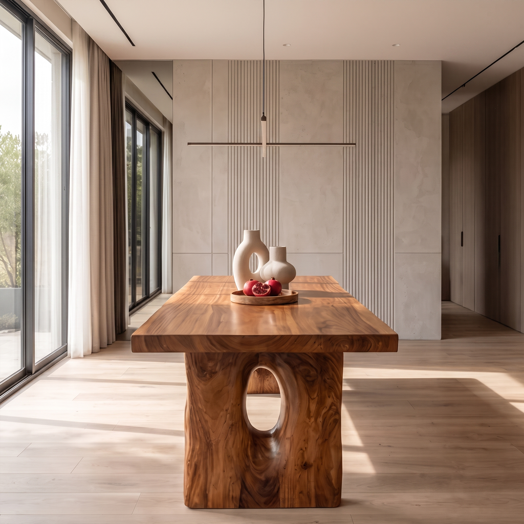 Modern Statement Dining Table With Nature Inspired Support Frame For Dining Room
