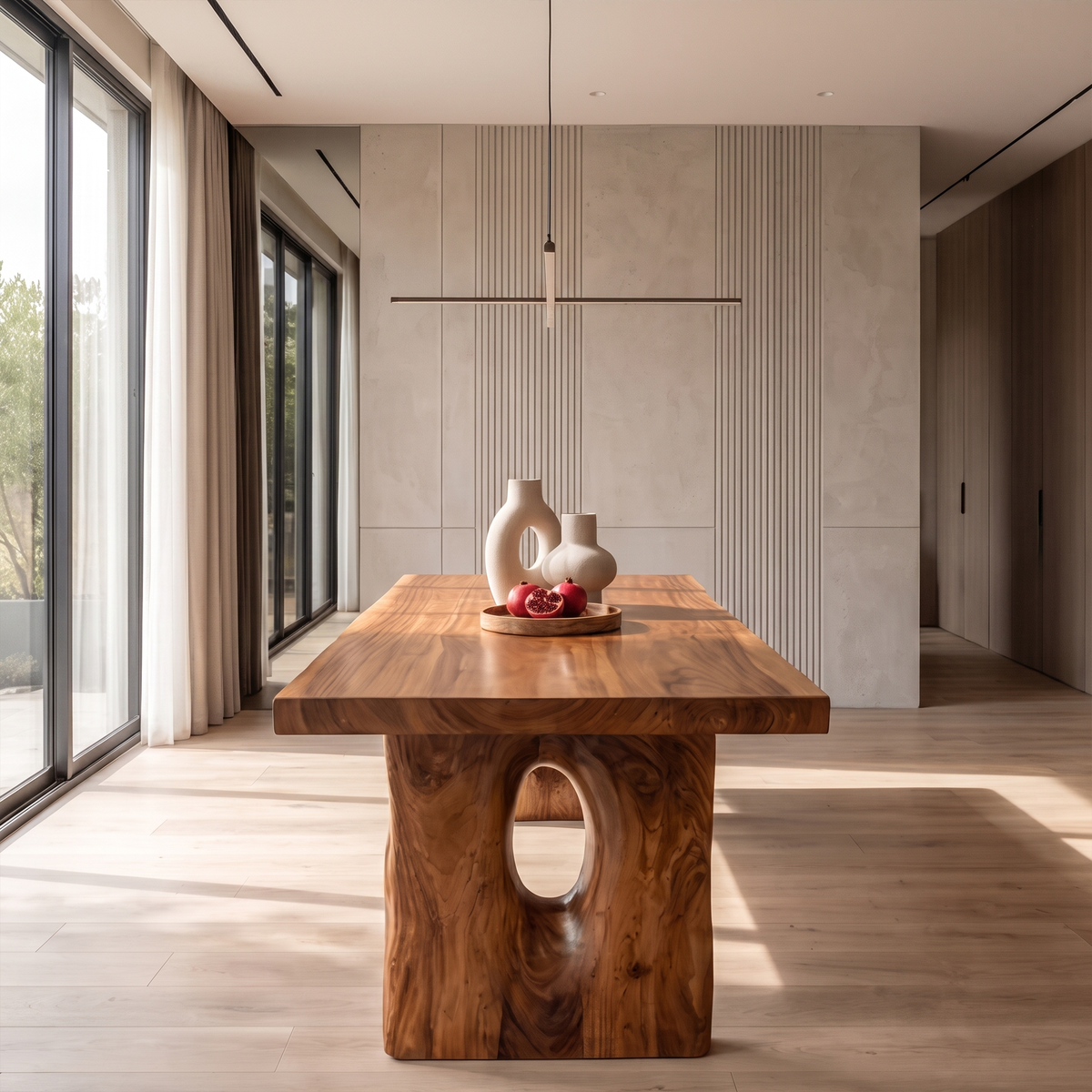 Modern Statement Dining Table With Nature Inspired Support Frame For Dining Room