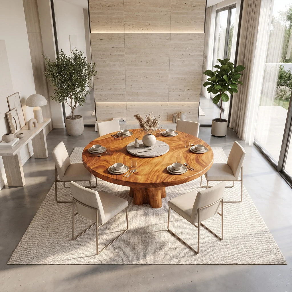 Cozy Round Dining Table Wooden Dining Table Modern Dining Table Tree Base For Dining Room