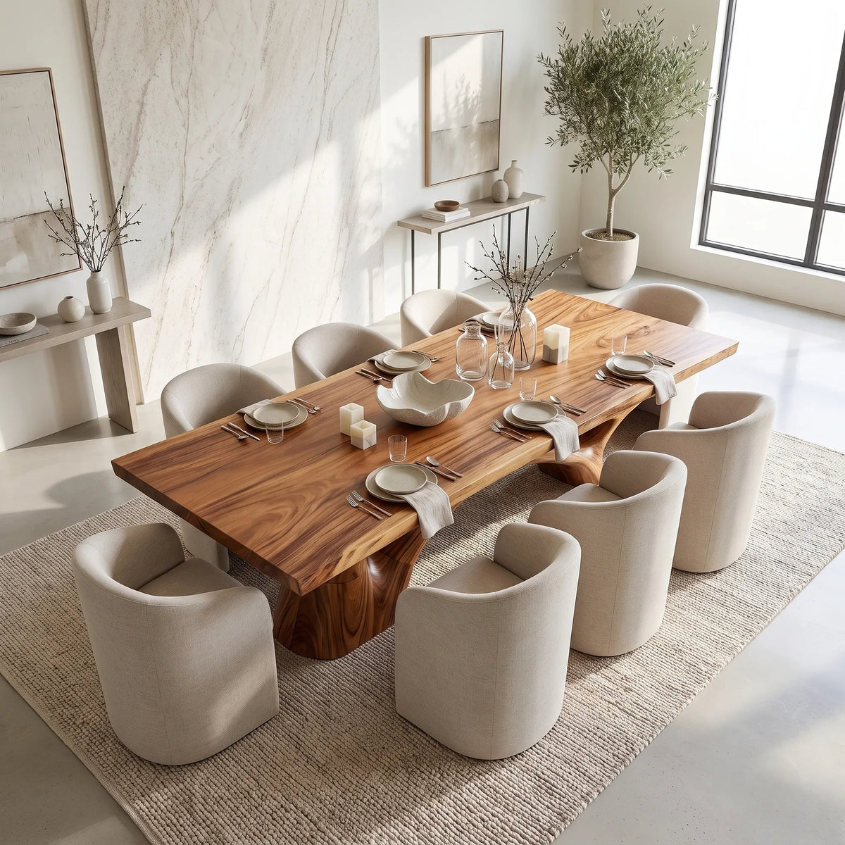 Minimal Dining Table Rectangle Dining Room Table Sculptural Branch Base For Dining Room