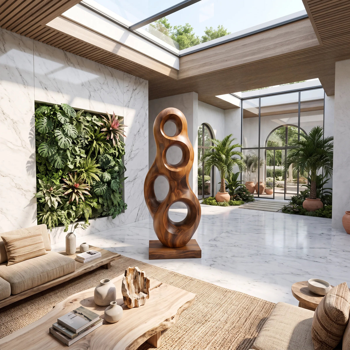 Organic Wooden Sculpture For Modern Penthouse Balcony Decor