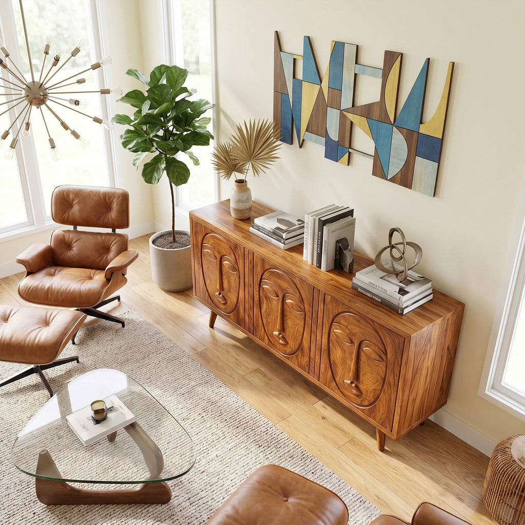Artistic Sideboard Cabinet Dining Room Sideboard Modern Sideboard Face Carving For Living Room
