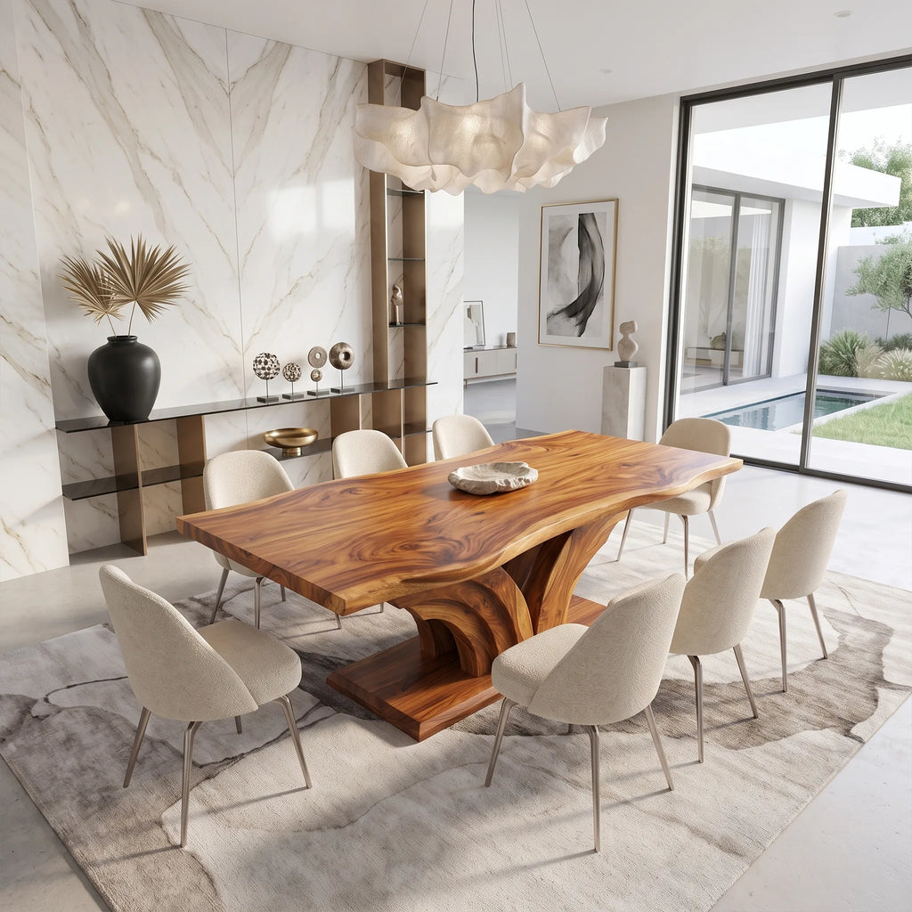 Refined Dining Table Rectangle Dining Table Wooden Dining Table Loop Base For Dining Room