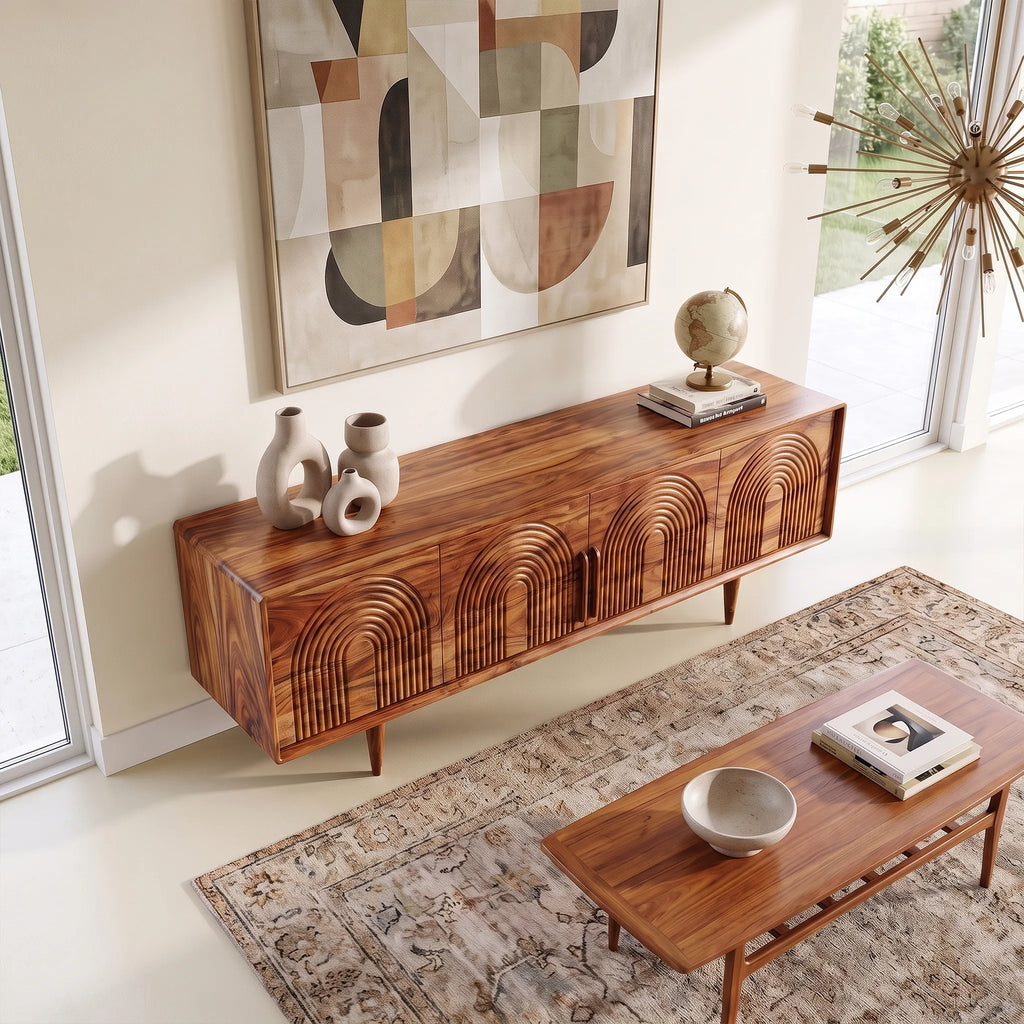 Refined Sideboard Cabinet Dining Sideboard Buffet Cabinet Arch Carving For Dining Room