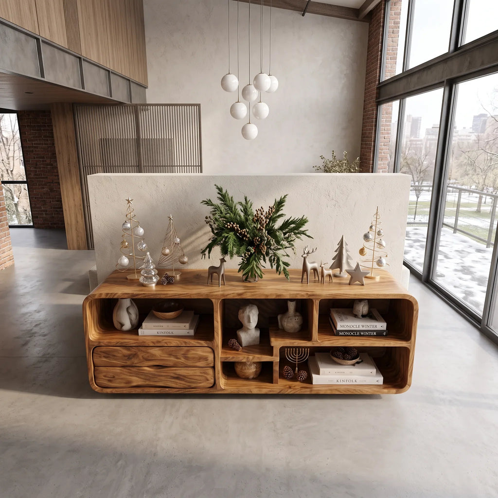 Scandinavian Nutcracker Sofa Table Cozy Bedroom