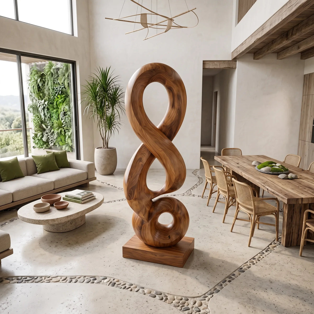 Handcrafted Abstract Wooden Sculpture For Luxury Patio Decor