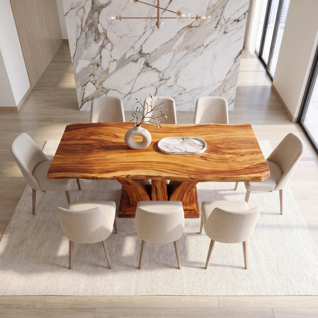 Urban Dining Table Rectangle Dining Room Table Sculptural Pedestal For Apartment Dining Room