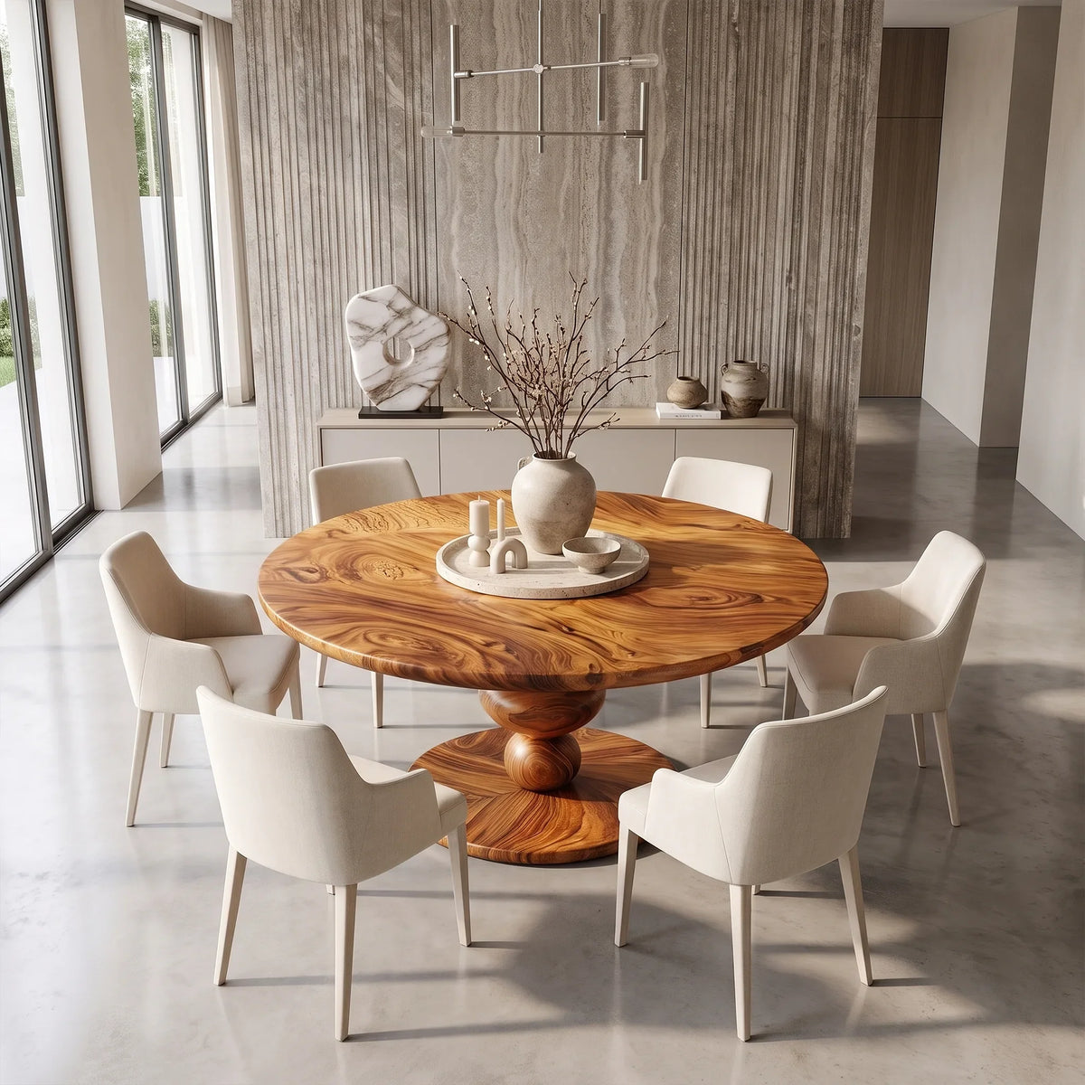 Elegant Round Dining Table Modern Dining Table Stacked Pedestal For Dining Room