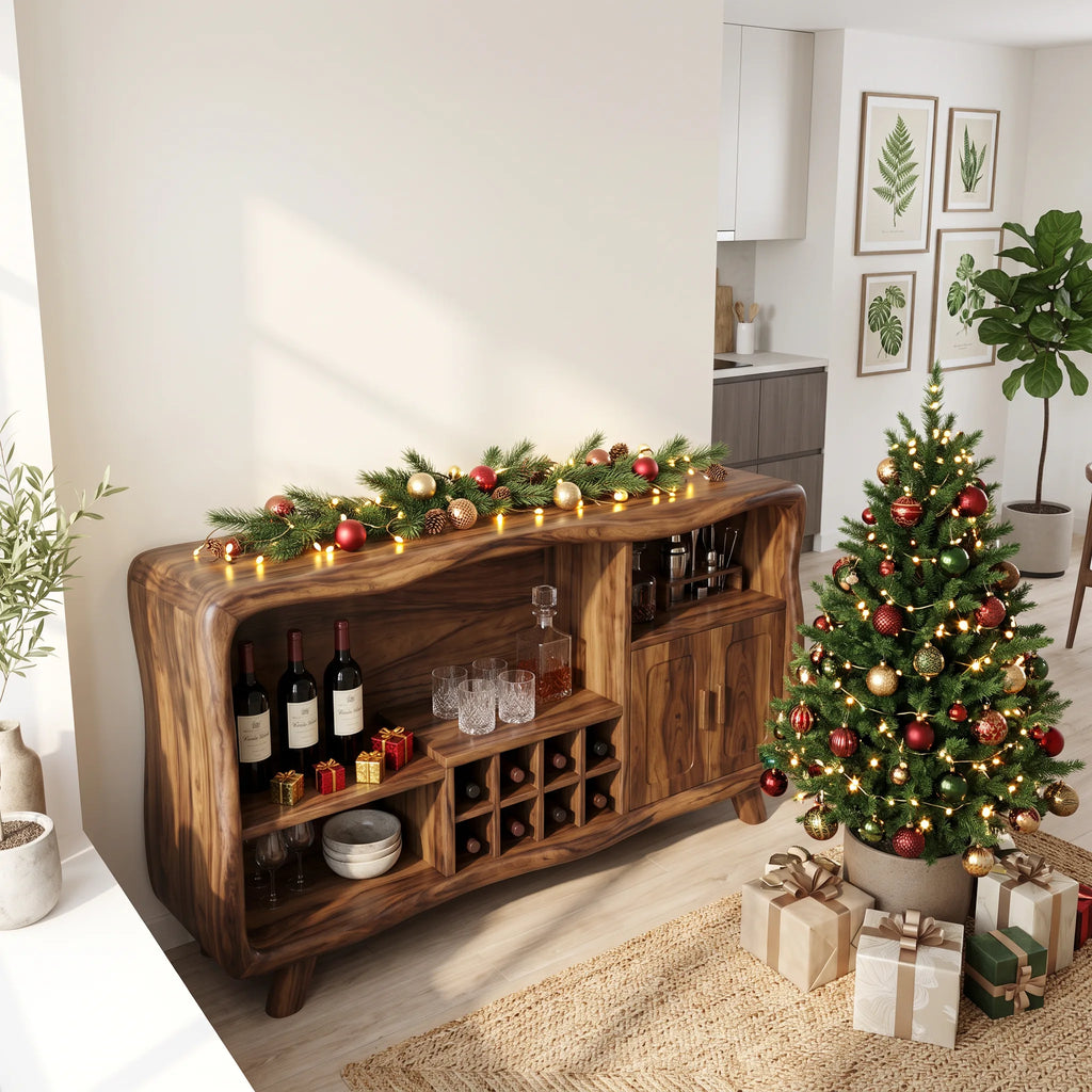 Organic Modern Christmas Bar Cabinet Living Room