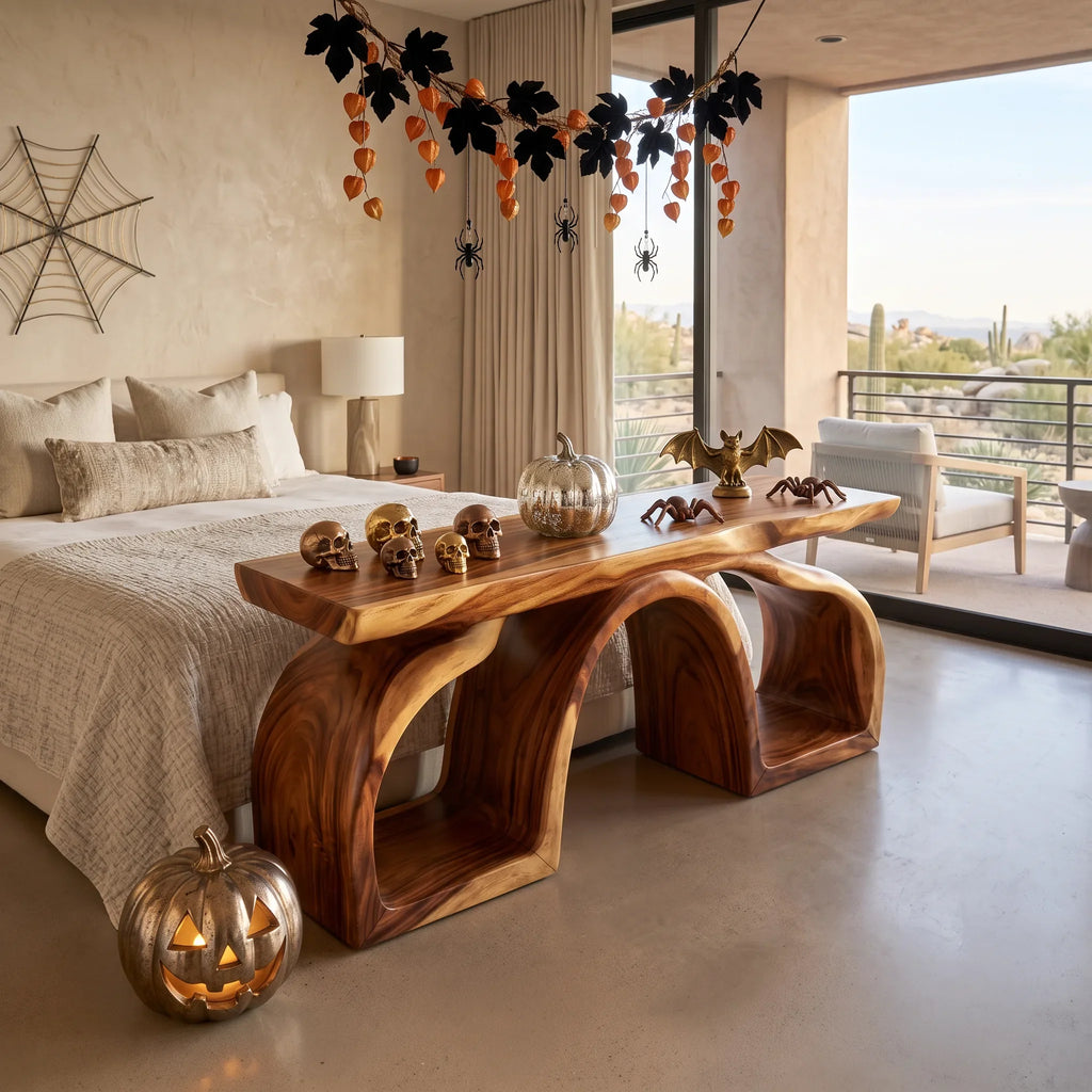 Rustic Pumpkin Live Edge Console Table Coastal Home