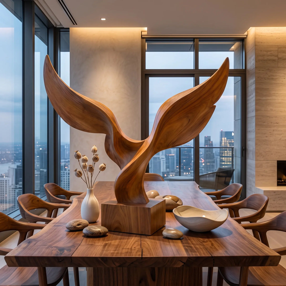 Handcrafted Wing Wooden Sculpture For Coastal Patio Decor