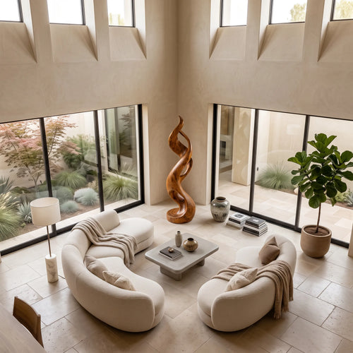 Coastal Abstract Wood Sculpture For Modern Outdoor Patio Decor