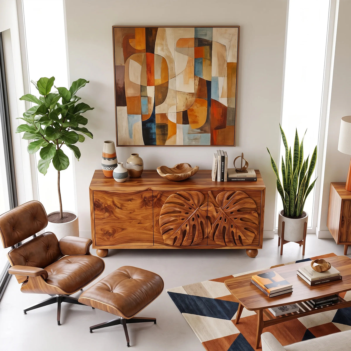 Tropical Sideboard Dining Room Sideboard Cabinet Buffet Cabinet Monstera Relief For Dining Room