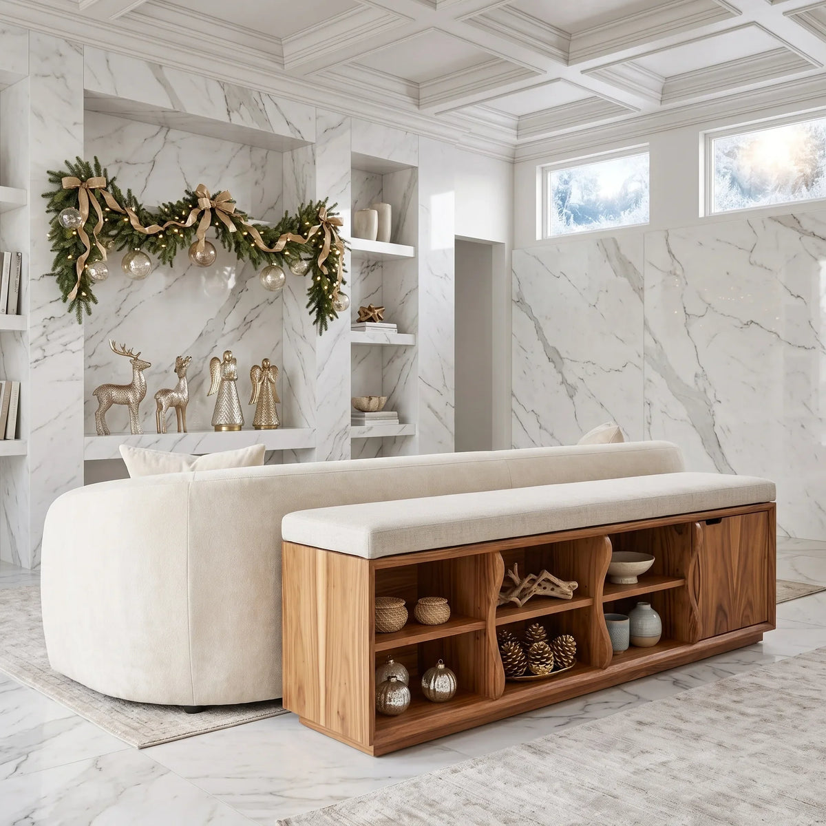 Rustic Christmas Bedroom Storage Bench Reindeer Ornament