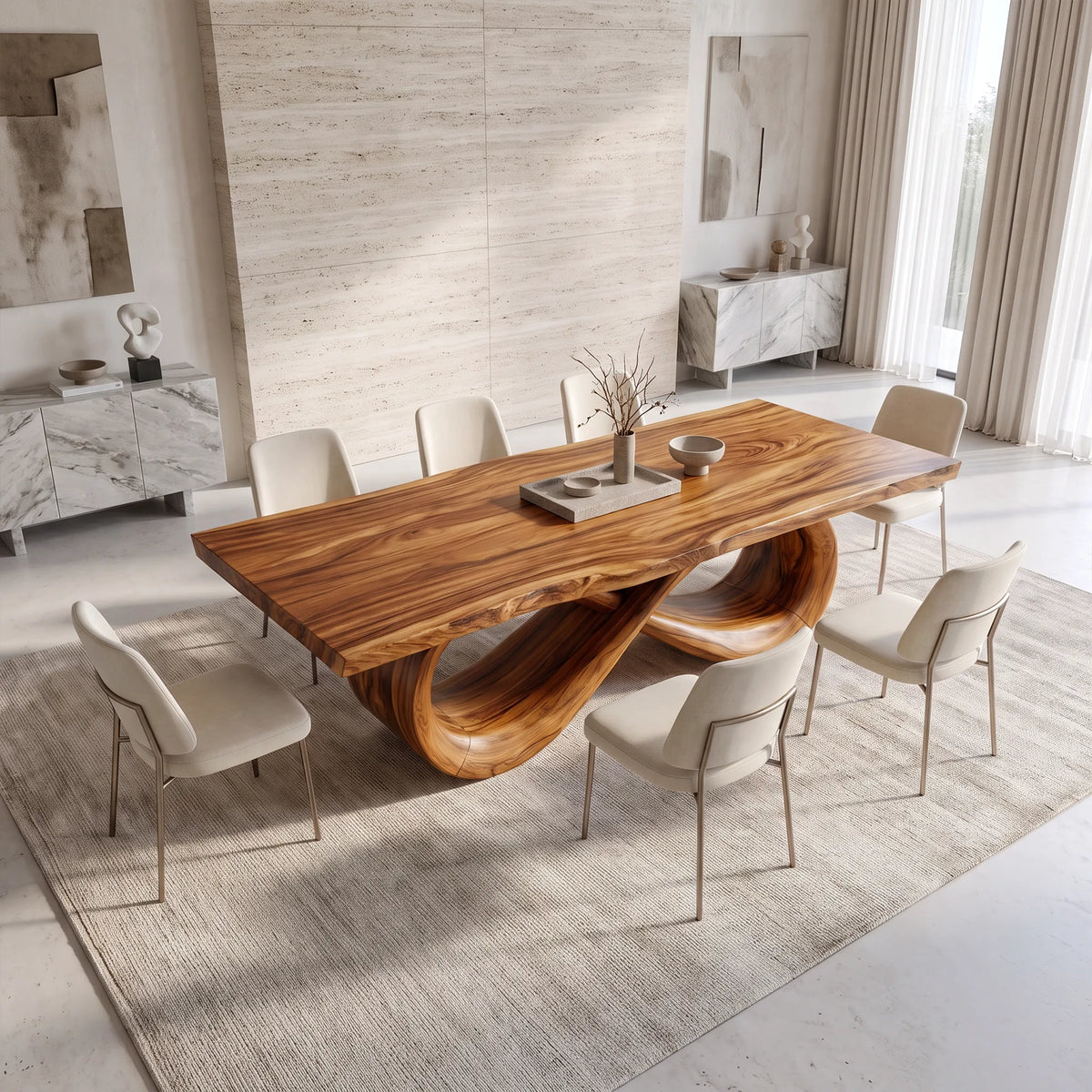 Serene Modern Dining Table Rectangle Dining Room Table Infinity Base For Dining Room