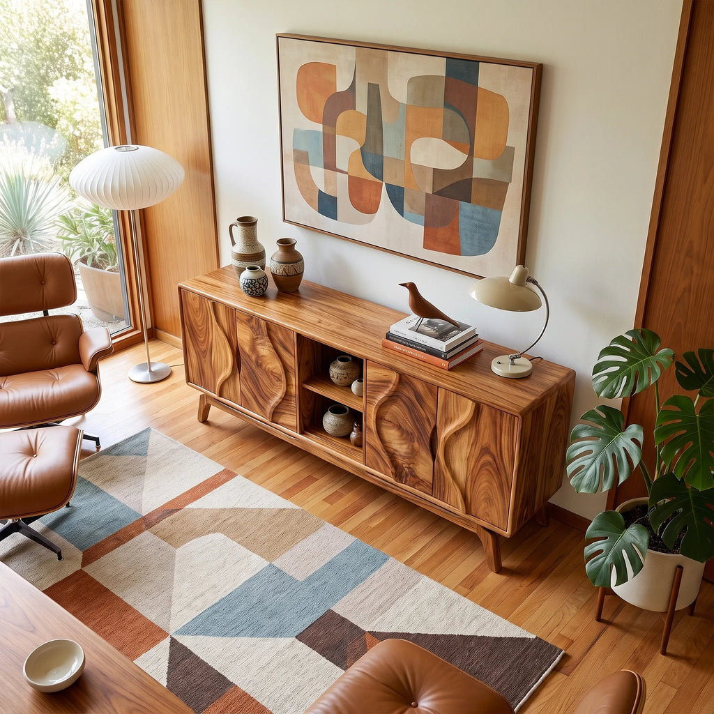 Organic Sideboard Storage Cabinet Modern Sideboard Buffet Cabinet Curved Doors For Living Room